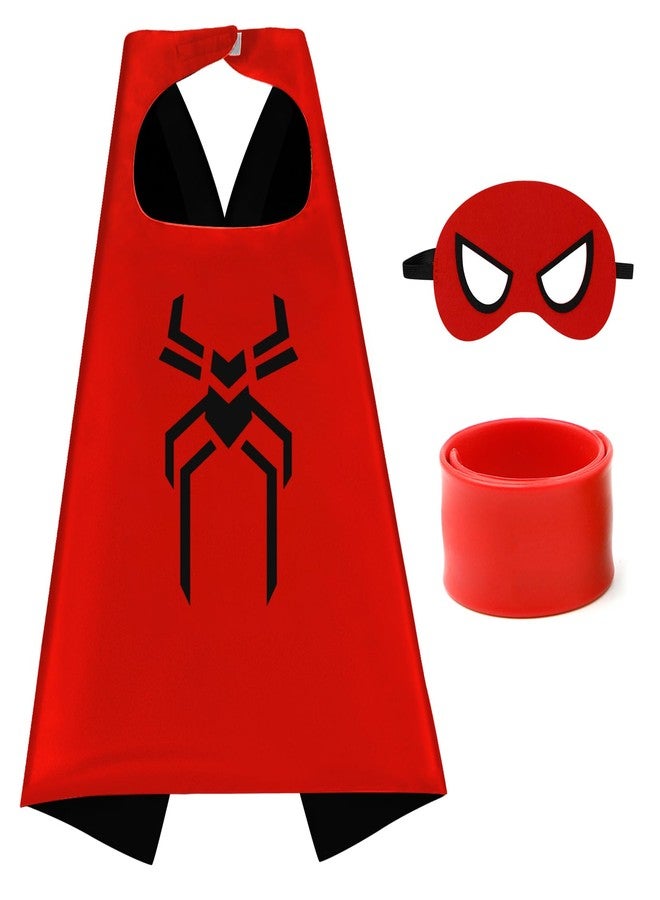 Mizzuco Dress Up Capes for Kids Superhero Cloak with Mask and Waistband Halloween Costumes and Party Dress up Gift(Redden Black) - Image 1